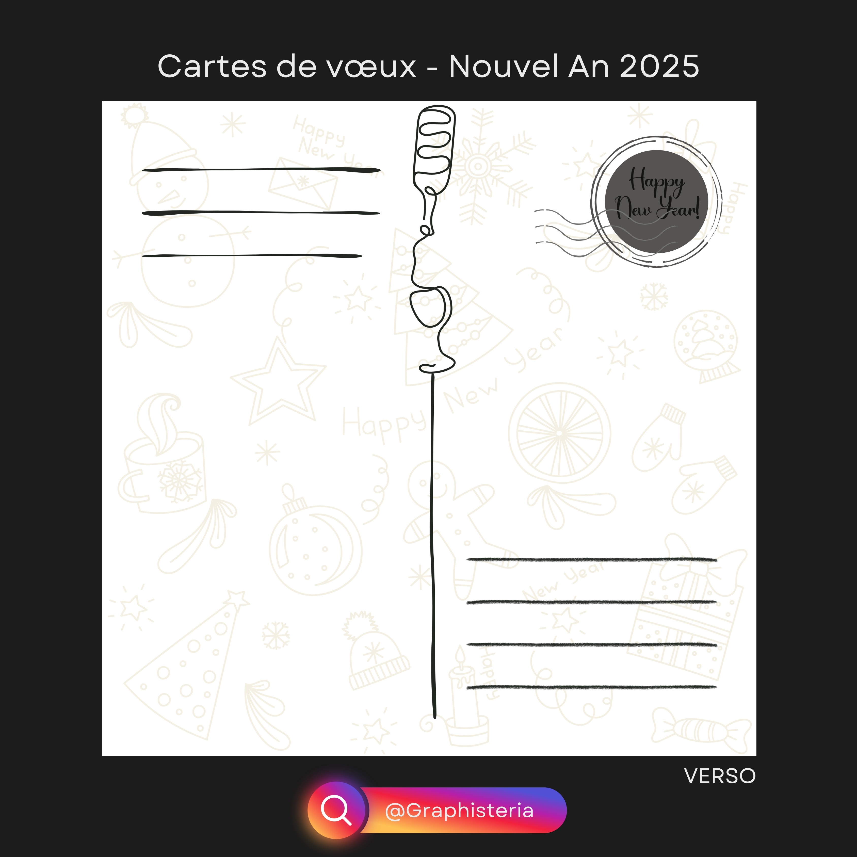 Cartes de vœux Nouvel An 25 - Verso Carte